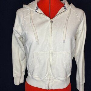 Jcrew cream zip front cropped hoodie